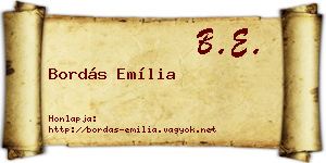 Bordás Emília névjegykártya